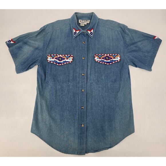 The Shirt Inc. Beaded Native Western Denim Shirt
Medium | 100% Cotton - Picture 1 of 3